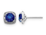 2.20 Carat (ctw) Lab Created Blue Sapphire Earrings Sterling Silver